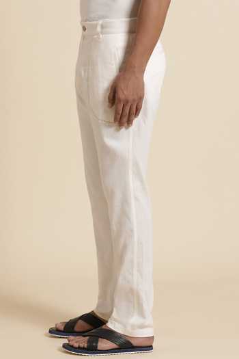 Buy Genes Lecoanet Hemant White Global Organic Textile Standard Certified Cotton Coel Trousers Online at Aza Fashions Buy_Genes Lecoanet Hemant_White Global Organic Textile Standard Certified Cotton Coel Trousers _Online_at_Aza_Fashions