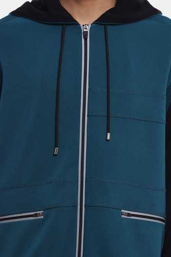 Shop_Genes Lecoanet Hemant_Black Poly Crepe Jonas Hoodie Jacket_Online_at_Aza_Fashions