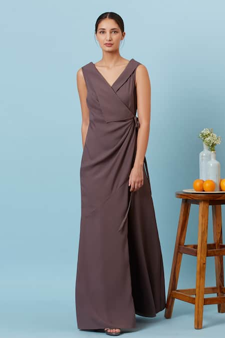 Genes Lecoanet Hemant Cotton Satin Wrap Dress 