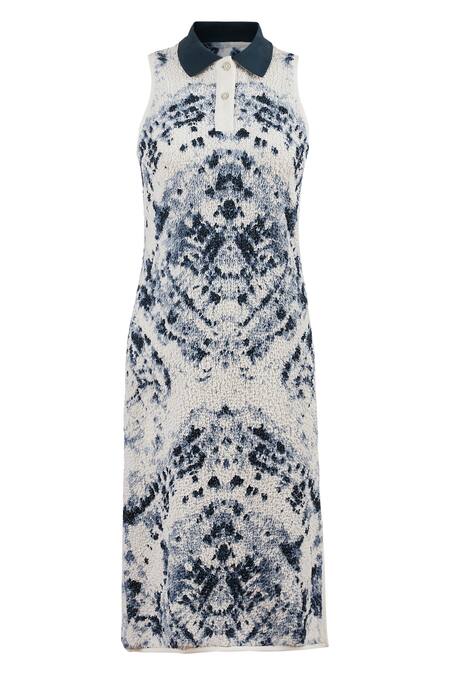 Shop_Genes Lecoanet Hemant_Multi Color Polyester Collared Neck Printed Short Dress_Online_at_Aza_Fashions