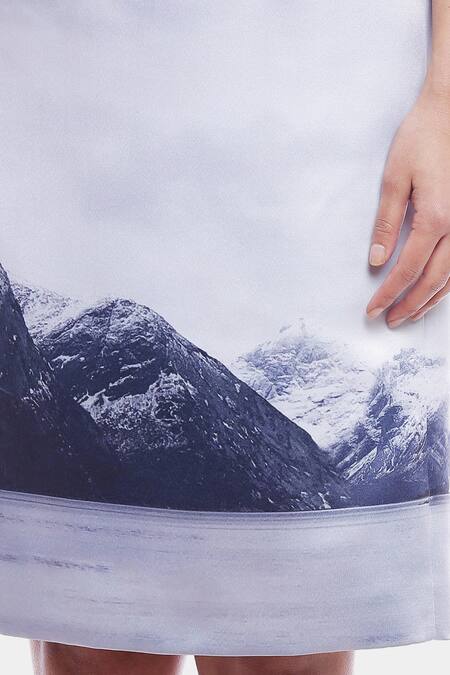 Genes Lecoanet Hemant_White Poly Crepe Inde Printed Bandeau Dress_at_Aza_Fashions