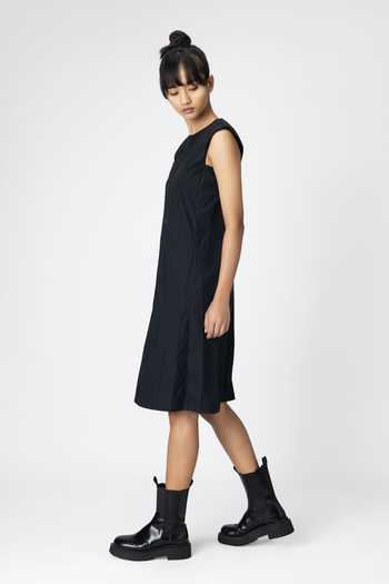 Genes Lecoanet Hemant_Black Cotton Bugle Beads Round Embroidered Dress_Online_at_Aza_Fashions