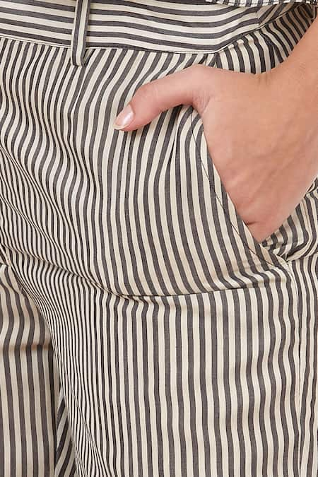 Grey White Striped Pants for Women |Grey White Striped Cotton Pants for  Ladies in Jaipur