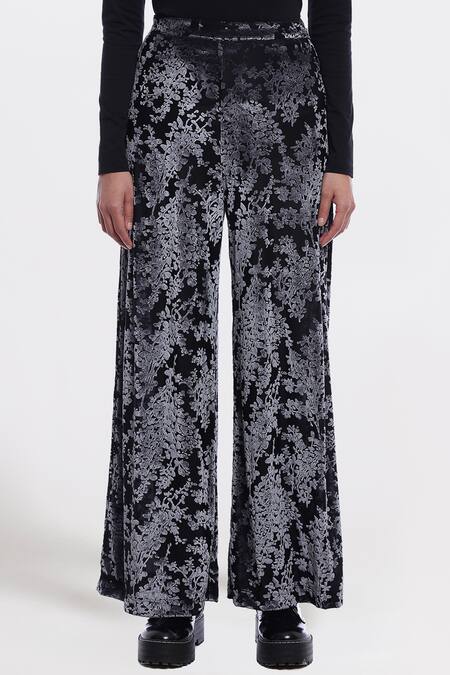 Shop Genes Lecoanet Hemant Black Velvet Eva Pants at Aza Fashions Shop_Genes Lecoanet Hemant_Black Velvet Eva Pants _at_Aza_Fashions
