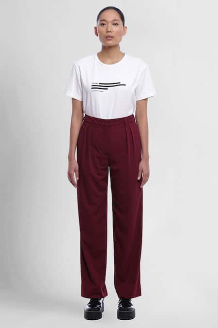 Buy Pleat-Front Straight Fit Pants Online at Best Prices in India - JioMart.
