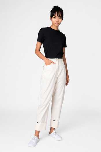 Buy Genes Lecoanet Hemant White Cotton Twill Straight Fit Trousers at Aza Fashions Buy_Genes Lecoanet Hemant_White Cotton Twill Straight Fit Trousers_at_Aza_Fashions
