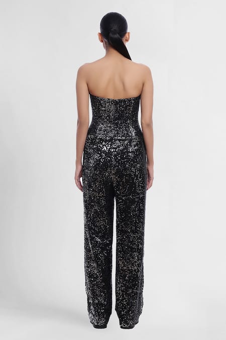 Buy Black Sequin Fabric Lisbeth Bandeau Jumpsuit For Women by Genes  Lecoanet Hemant Online at Aza Fashions.