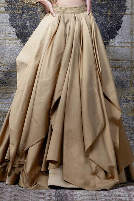 Shop_Shantnu Nikhil_Gold Embroidered Blouse And Lehenga Set_Online_at_Aza_Fashions