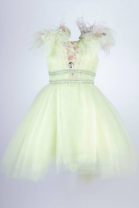 Buy Lil Angels Green Embellished Dress For Girls Online | Aza Fashions