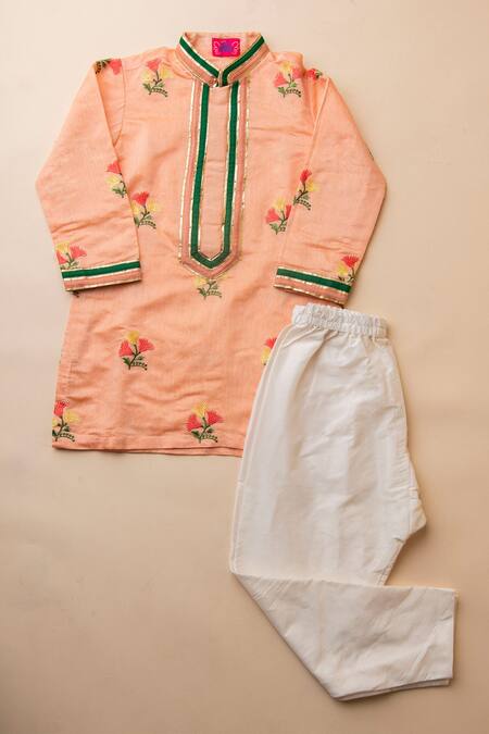 Lil Angels Chanderi Kurti Set 