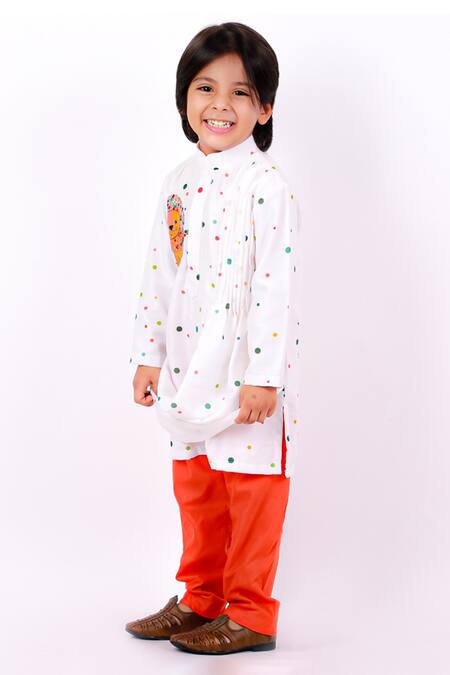 Buy Lil Angels White Muslin, Cotton, Silk Printed Kurta Set Online at Aza Fashions Buy_Lil Angels_White Muslin, Cotton, Silk Printed Kurta Set _Online_at_Aza_Fashions