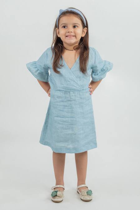 MR Brat_Blue Linen Dress _Online_at_Aza_Fashions