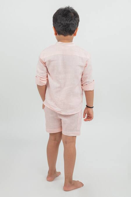 boys pink linen shirt