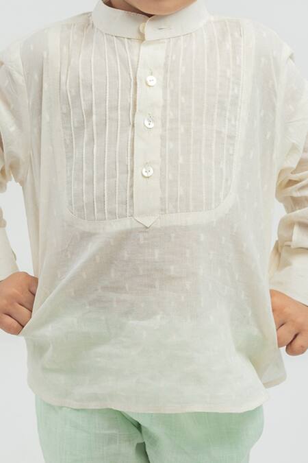 Buy_MR Brat_White Cotton Shirt And Shorts Set _Online_at_Aza_Fashions