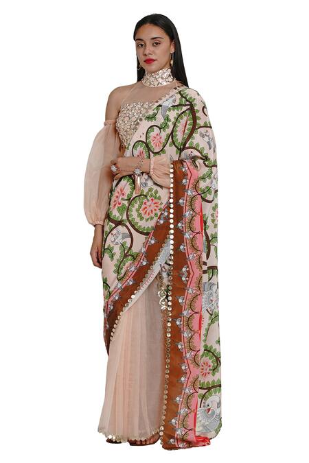 Buy Limerick By Abirr N' Nanki Pink Organza, Crepe Printed Saree Online at Aza Fashions Buy_Limerick By Abirr N' Nanki_Pink Organza, Crepe Printed Saree _Online_at_Aza_Fashions
