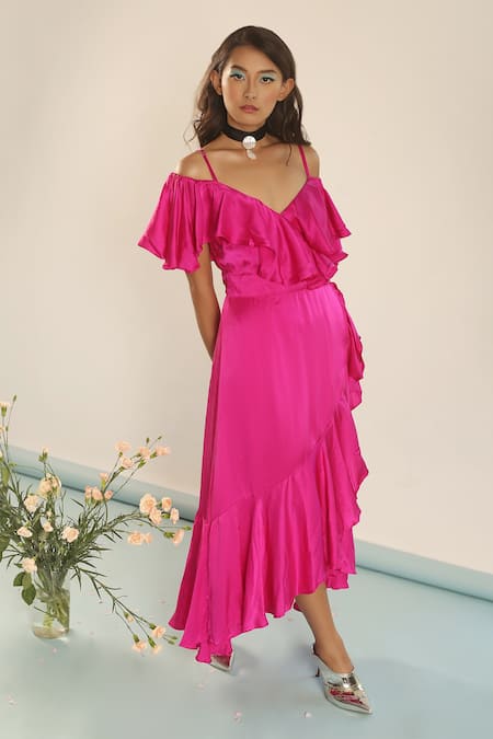 Your Silq Nora Silk Satin Ruffle Dress 