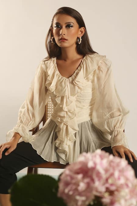 Your Silq Rehana Organza Ruffle Top 