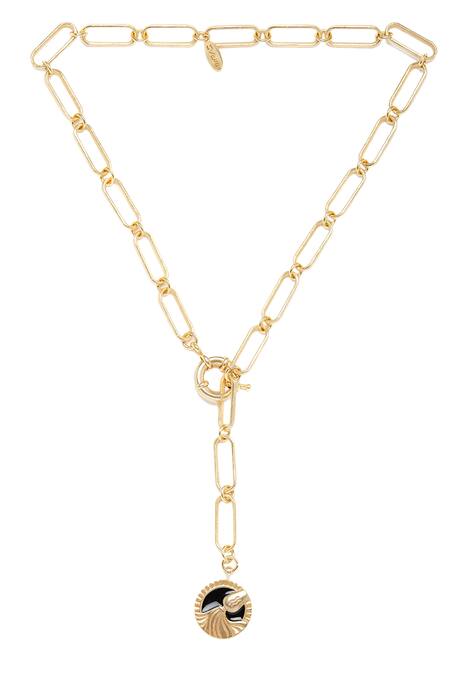 Zariin Gold Plated Aquarius Pendant Necklace Online at Aza Fashions Zariin_Gold Plated Aquarius Pendant Necklace _Online_at_Aza_Fashions