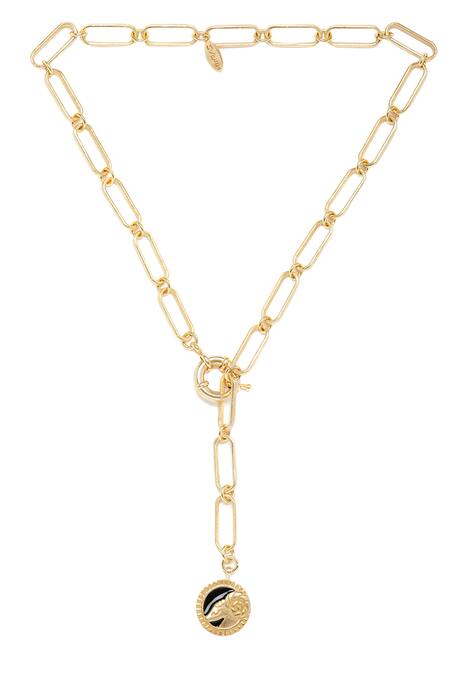 Zariin_Gold Plated Aries Pendant Necklace _Online_at_Aza_Fashions