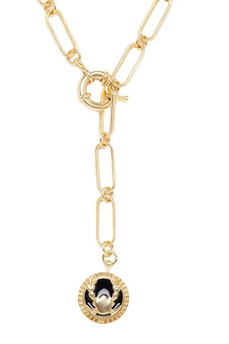 Shop Zariin Gold Plated Cancer Pendant Necklace Online at Aza Fashions Shop_Zariin_Gold Plated Cancer Pendant Necklace _Online_at_Aza_Fashions