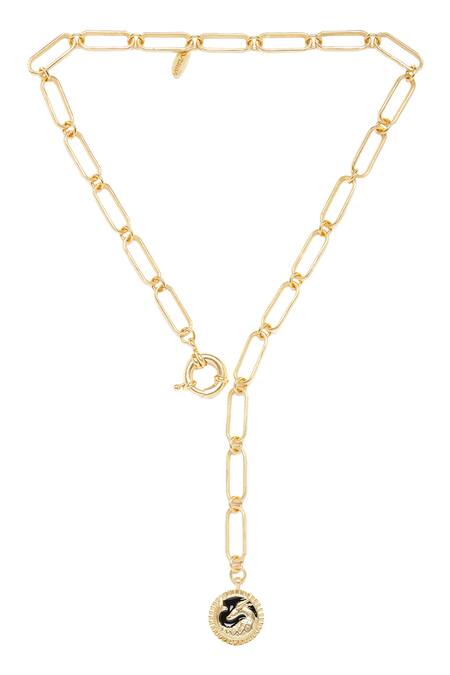 Zariin_Gold Plated Capricorn Pendant Necklace _Online_at_Aza_Fashions