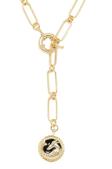 Buy_Zariin_Gold Plated Capricorn Pendant Necklace _Online_at_Aza_Fashions