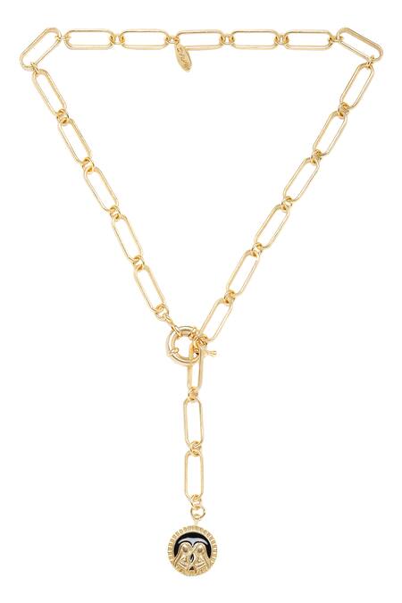 Zariin Gold Plated Gemini Pendant Necklace Online at Aza Fashions Zariin_Gold Plated Gemini Pendant Necklace _Online_at_Aza_Fashions