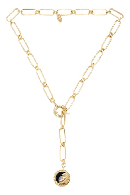 Zariin Gold Plated Leo Pendant Necklace Online at Aza Fashions Zariin_Gold Plated Leo Pendant Necklace _Online_at_Aza_Fashions
