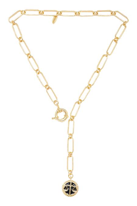 Zariin Gold Plated Libra Pendant Necklace Online at Aza Fashions Zariin_Gold Plated Libra Pendant Necklace _Online_at_Aza_Fashions