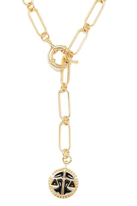 Shop Zariin Gold Plated Libra Pendant Necklace Online at Aza Fashions Shop_Zariin_Gold Plated Libra Pendant Necklace _Online_at_Aza_Fashions