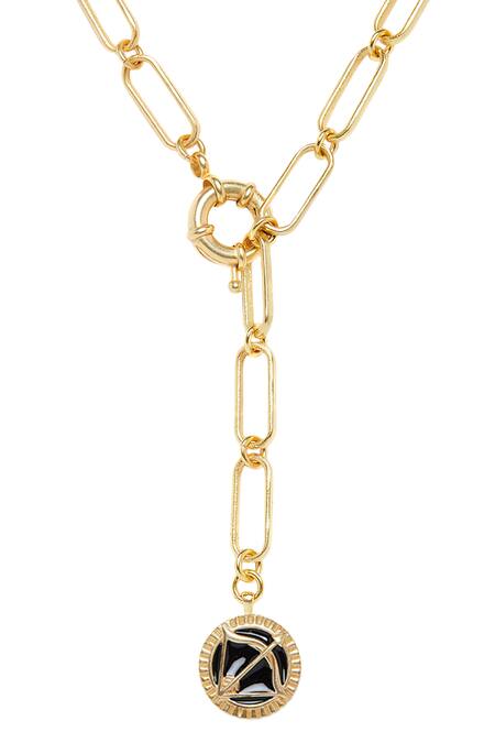 Shop Zariin Gold Plated Sagittarius Pendant Necklace Online at Aza Fashions Shop_Zariin_Gold Plated Sagittarius Pendant Necklace _Online_at_Aza_Fashions