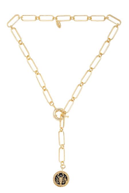 Zariin_Gold Plated Scorpio Pendant Necklace _Online_at_Aza_Fashions