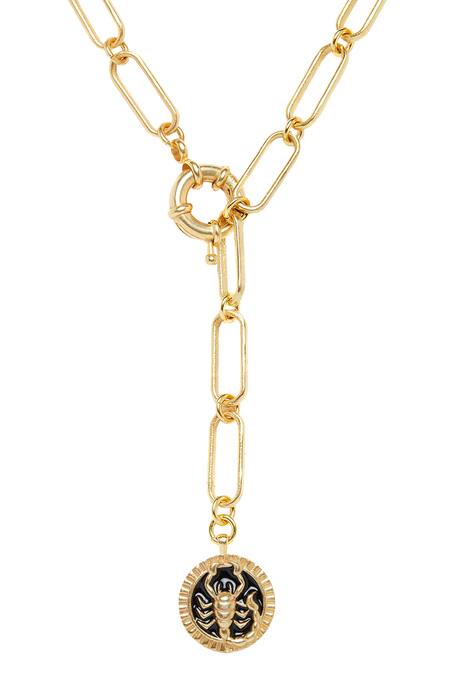 Shop_Zariin_Gold Plated Scorpio Pendant Necklace _Online_at_Aza_Fashions