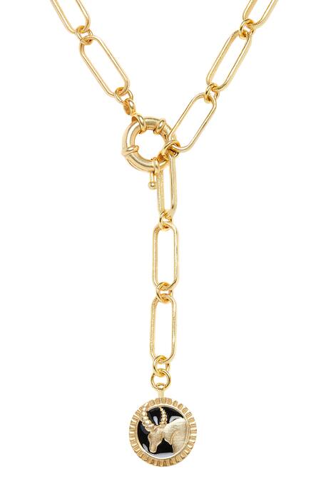 Buy Zariin Gold Plated Taurus Pendant Necklace Online at Aza Fashions Buy_Zariin_Gold Plated Taurus Pendant Necklace _Online_at_Aza_Fashions