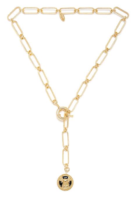 Zariin_Gold Plated Virgo Pendant Necklace _Online_at_Aza_Fashions