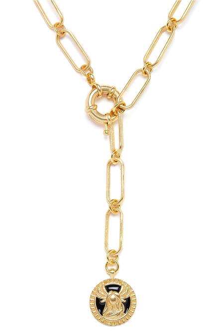 Shop_Zariin_Gold Plated Virgo Pendant Necklace _Online_at_Aza_Fashions