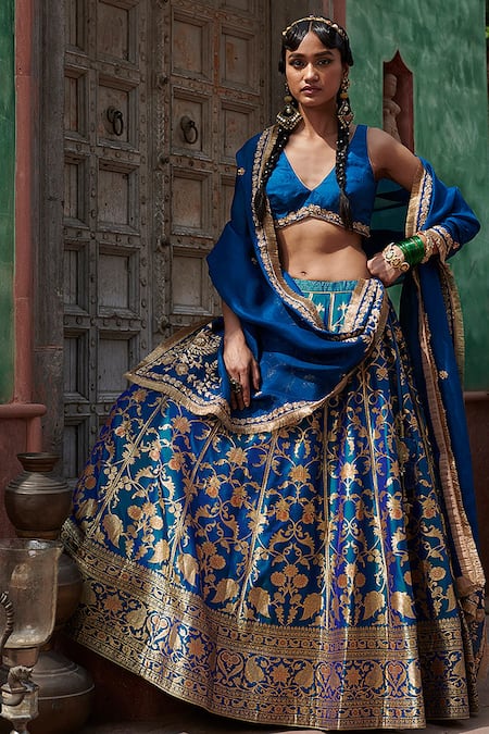 Weaver Story Floral Woven Bridal Lehenga Set 