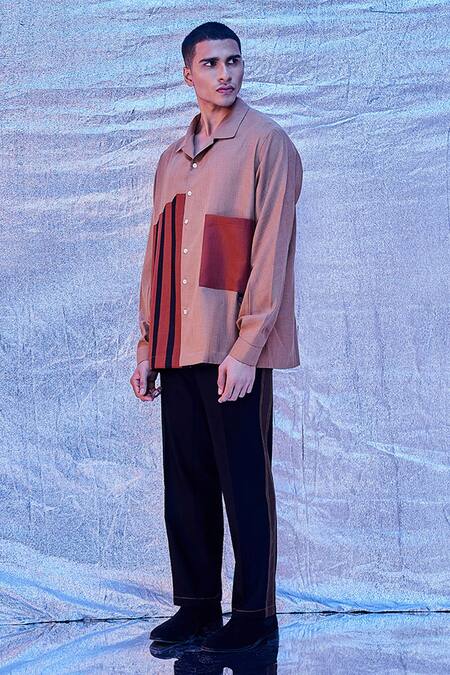 Buy Line Out Line Black Cotton Solid Side Paneled Straight-fit Pant Online at Aza Fashions Buy_Line Out Line_Black Cotton Solid Side Paneled Straight-fit Pant_Online_at_Aza_Fashions