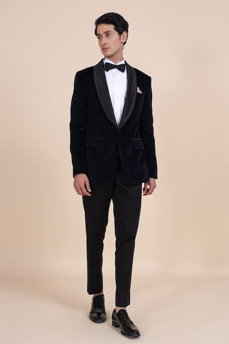 Raghavendra Rathore Blue_Blue Velvet Tuxedo _Online_at_Aza_Fashions
