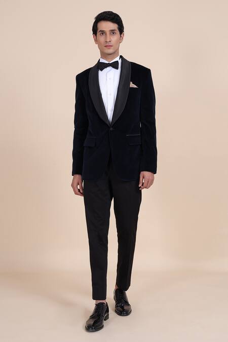 Shop_Raghavendra Rathore Blue_Blue Velvet Tuxedo _Online_at_Aza_Fashions