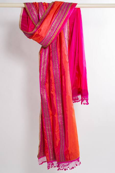 Latha Puttanna Orange Silk Embroidered Dupatta Online at Aza Fashions Latha Puttanna_Orange Silk Embroidered Dupatta _Online_at_Aza_Fashions