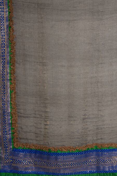 Buy_Latha Puttanna_Black Silk Embroidered Dupatta _Online_at_Aza_Fashions