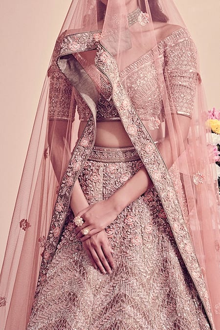 Jigar & Nikita_Green Lehenga And Blouse Raw Silk Dupatta Net Floral Bridal Set  _at_Aza_Fashions