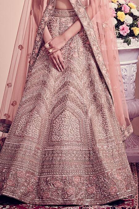Buy_Jigar & Nikita_Green Lehenga And Blouse Raw Silk Dupatta Net Floral Bridal Set  _Online_at_Aza_Fashions