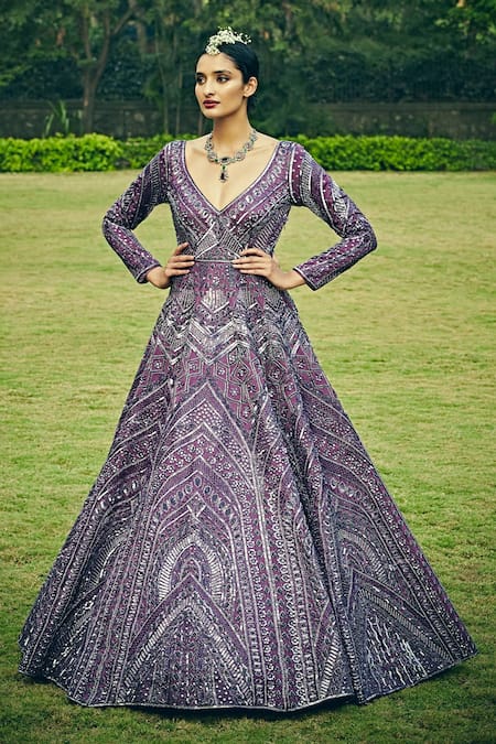 Jigar & Nikita Structured Embroidered Gown 
