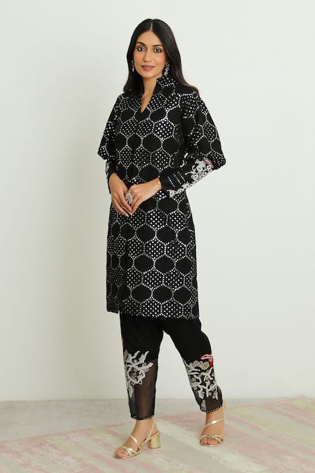 Twenty Nine_Black Modal Satin Dhoti Pant_Online_at_Aza_Fashions