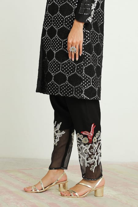 Buy_Twenty Nine_Black Modal Satin Dhoti Pant_Online_at_Aza_Fashions