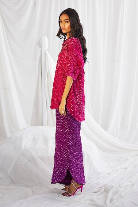 Twenty Nine Purple Crushed Raidaana Silk Bandhani Flared Pant Online at Aza Fashions Twenty Nine_Purple Crushed Raidaana Silk Bandhani Flared Pant _Online_at_Aza_Fashions