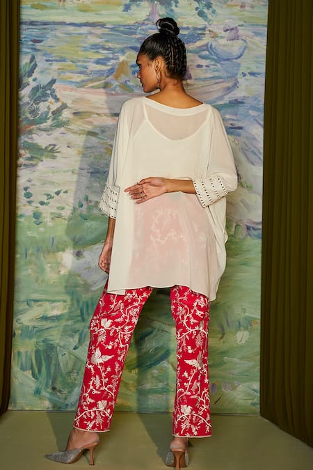 Shop_Twenty Nine_Pink Crepe Embroidered Parsi Gara Cigarette Fit-pant _at_Aza_Fashions