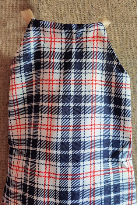 Shop_Little Secrets_Multi Color Satin Ruffles Checkered Dress _Online_at_Aza_Fashions